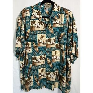Aloha Hut Hawaiian Shirt Size XL Short sleeve tropical theme